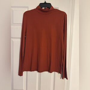 No Boundaries Ribbed Knit Long Sleeve Mock Turtleneck Top Junior XL (15-17) Rust